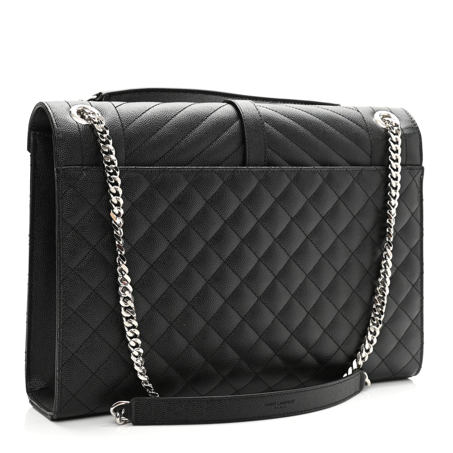 Saint Laurent Grain De Poudre Textured Mixed Matelasse Large Triquilt Monogram Satchel Black 3 of 11