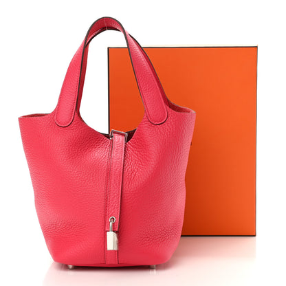 Hermes Taurillon Clemence Picotin Lock 18 PM Rose Extreme 11 of 11