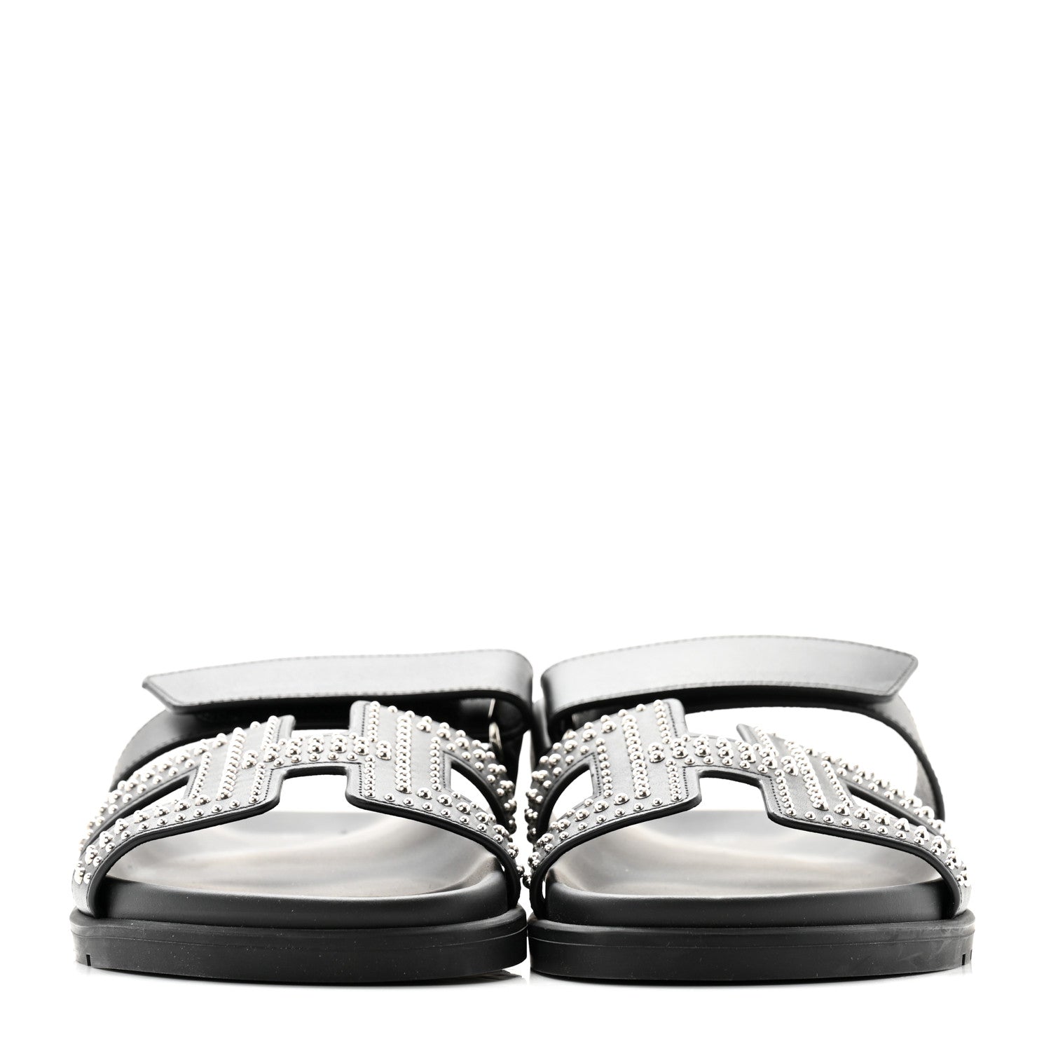 Hermes Mini Stud Calfskin Womens Chypre Sandals 39 Black 2 of 8