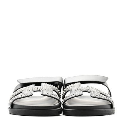 Hermes Mini Stud Calfskin Womens Chypre Sandals 39 Black 2 of 8