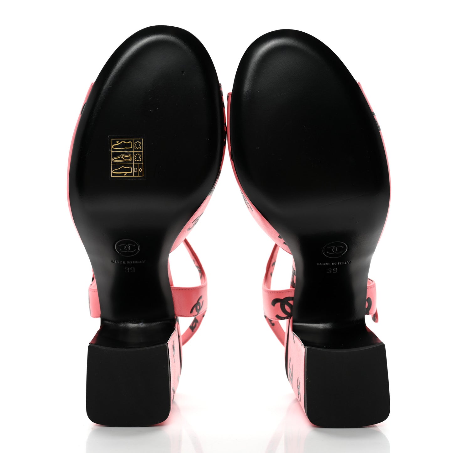 Lambskin Printed CC Sandals 39 Pink Black