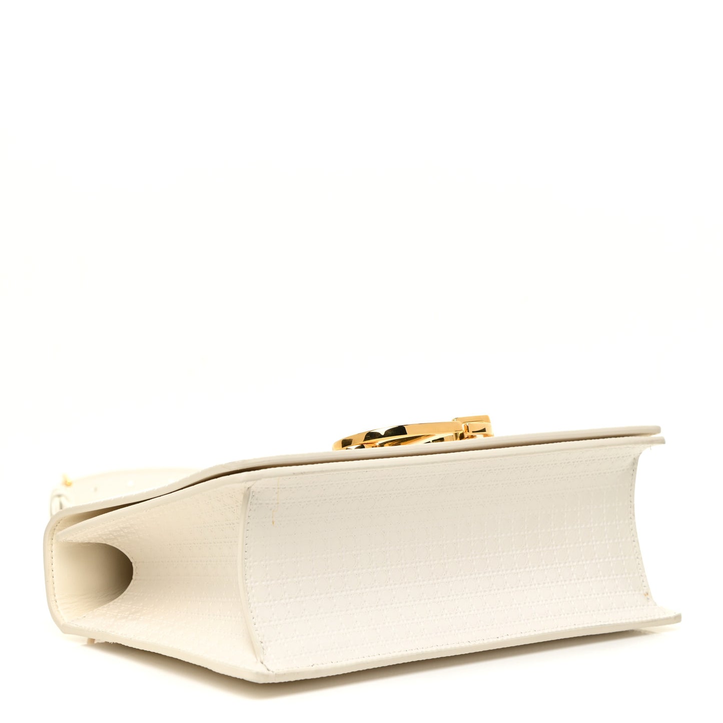 Patent Micro-Cannage 30 Montaigne Chain Flap Bag White