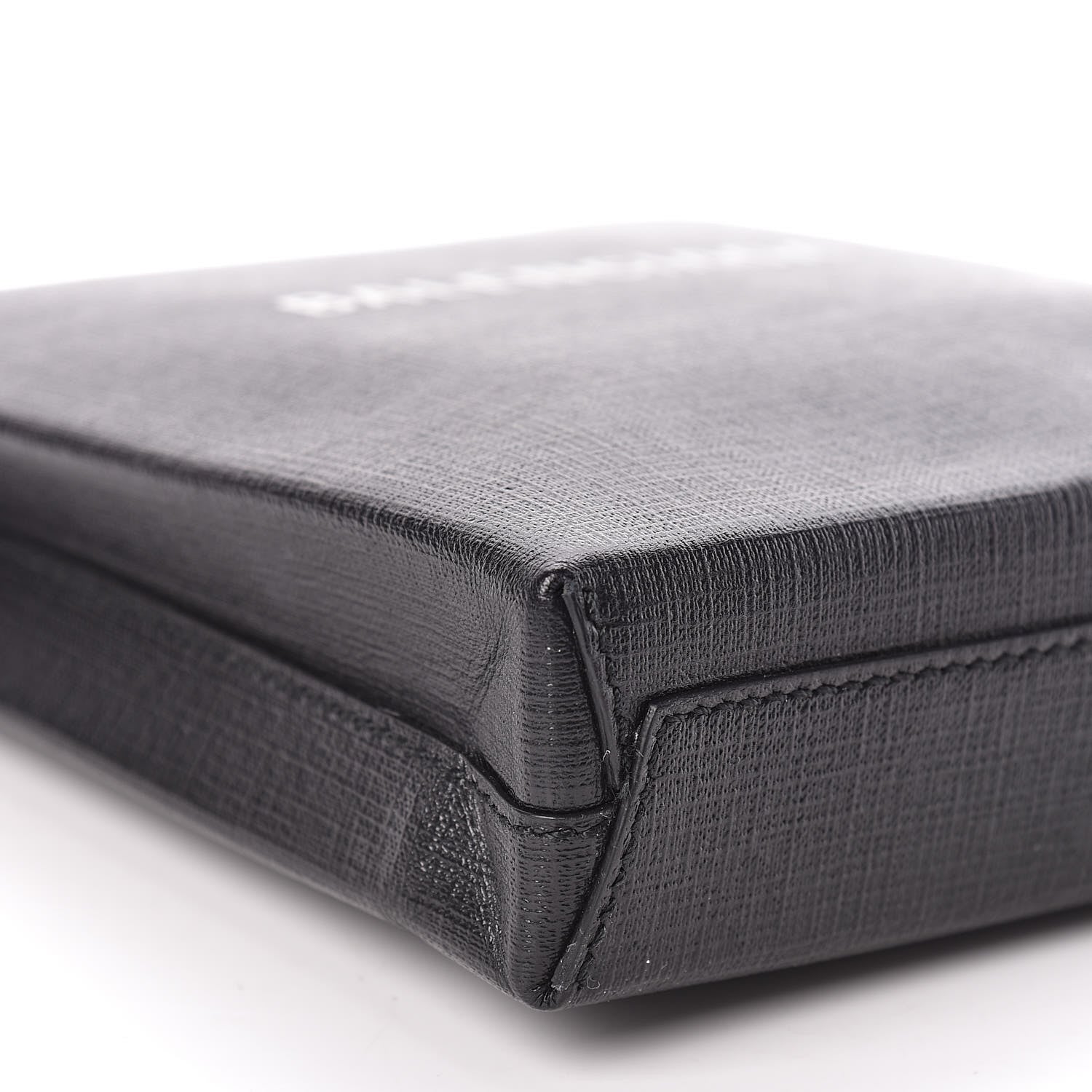 Balenciaga Squared Calfskin Logo Shopping Envelope Clutch Black 7 of 8
