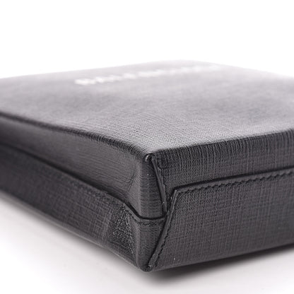 Balenciaga Squared Calfskin Logo Shopping Envelope Clutch Black 7 of 8