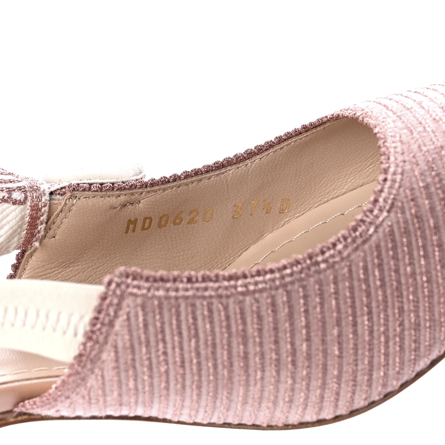 Laminated Cotton Ribbon Embroidered J'Adior Slingback 65mm Pumps 37.5 Rose Des Ve