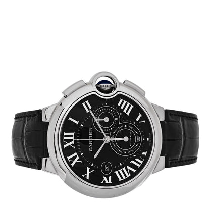 Cartier Stainless Steel Alligator 44mm Ballon Bleu De Cartier Chronograph Automatic Watch Black 2 of 4
