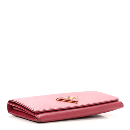 Prada Saffiano Triangle Continental Flap Wallet Peonia 4 of 15