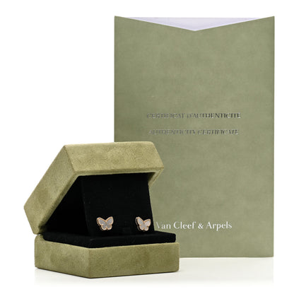 Van Cleef & Arpels 18K Yellow Gold Mother of Pearl Sweet Alhambra Butterfly Earrings 5 of 5