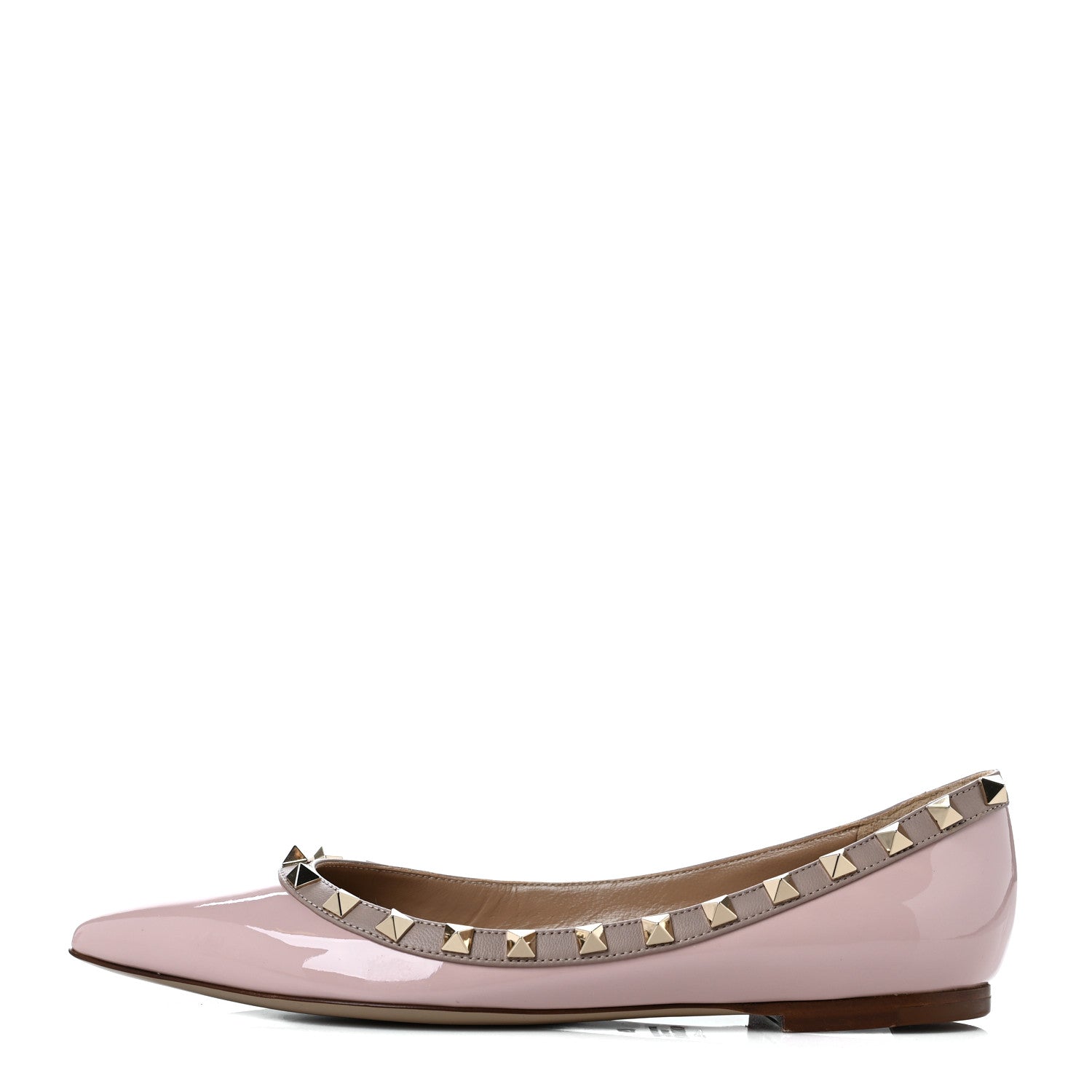 Valentino Garavani Patent Rockstud Ballerina Flats 37 Water Rose Poudre 1 of 7