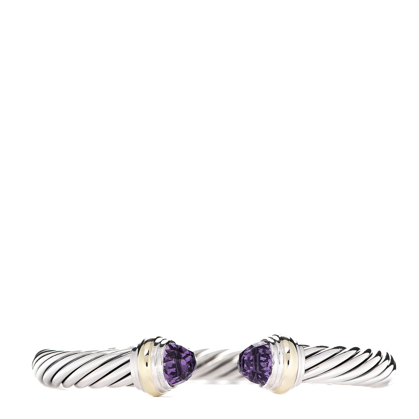 Sterling Silver 14K Yellow Gold Amethyst 7mm Cable Classics Bracelet