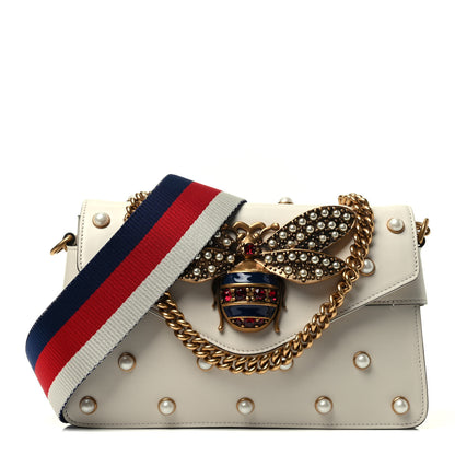 Gucci Nappa Pearl Studded Mini Queen Margaret Broadway Shoulder Bag Mystic White 1 of 3