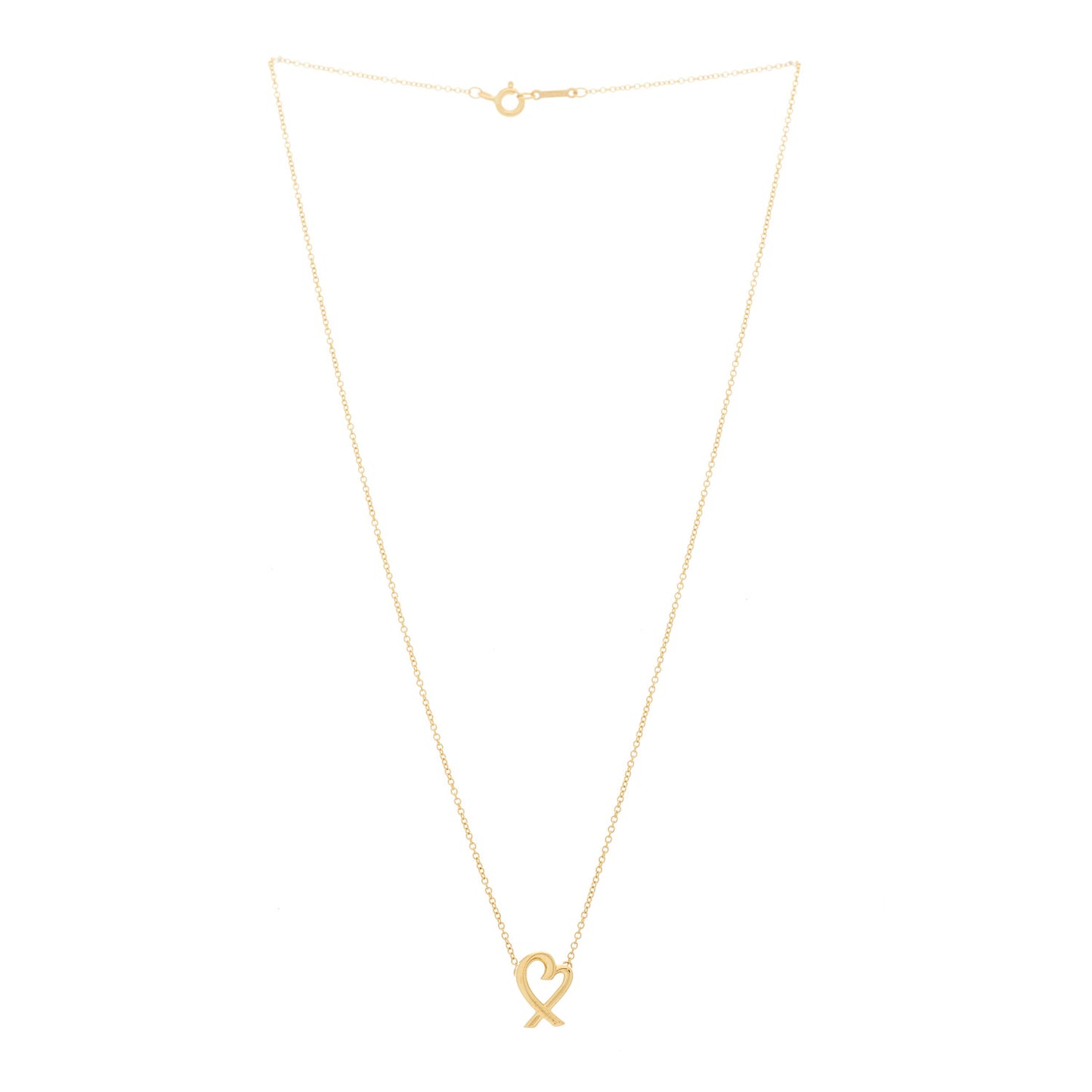 18K Yellow Gold Mini Paloma Picasso Loving Heart Pendant Necklace