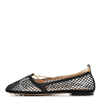 Bottega Veneta Mesh Nappa Chunky Chain Stretch Ballerina Flats 37 Black 1 of 9