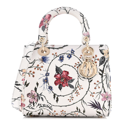 Christian Dior Calfskin Rosa Mutabilis Embroidered Medium Lady Dior White Multicolor 1 of 10