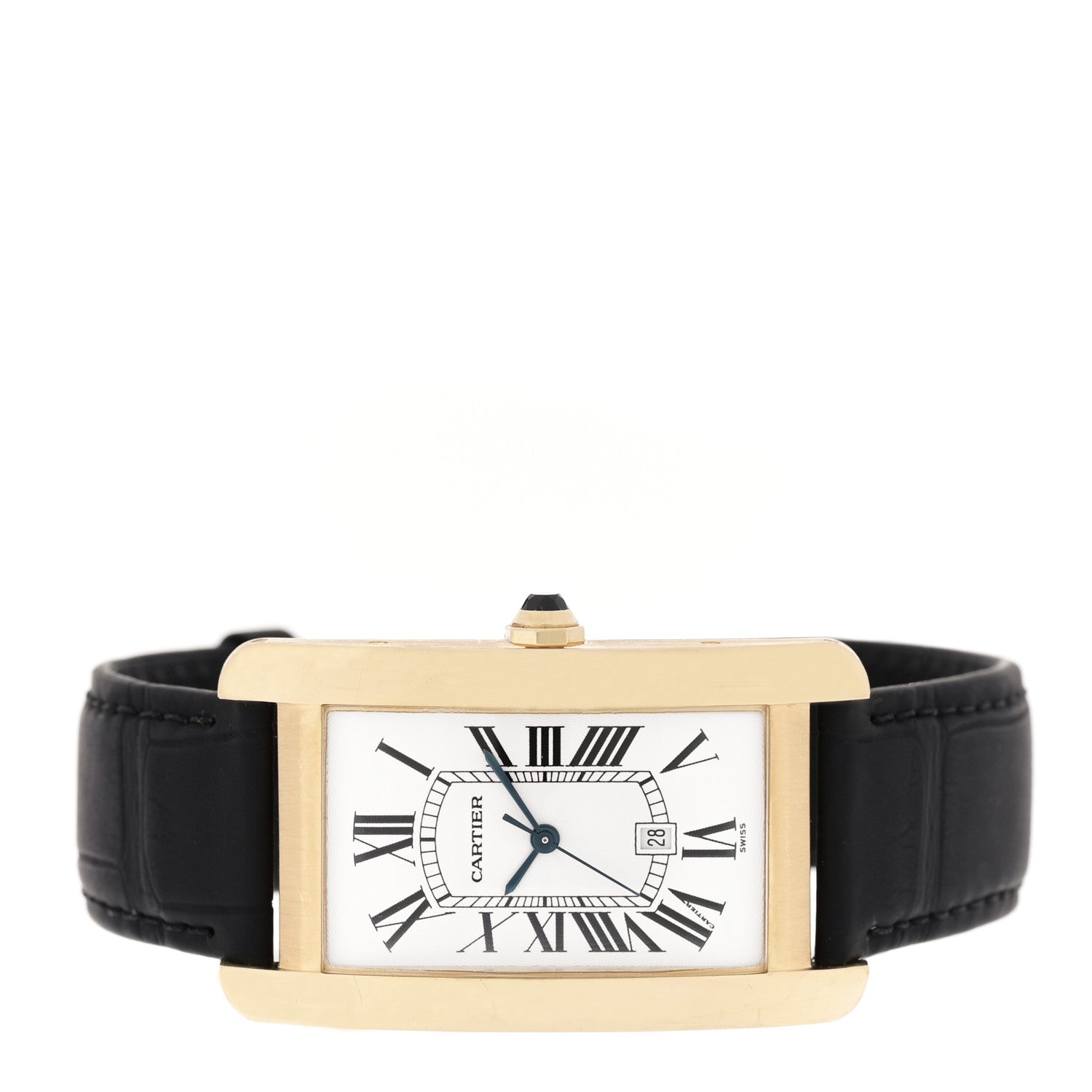 Cartier 18K Yellow Gold Alligator 26mm Tank Americaine Automatic Watch 2 of 4