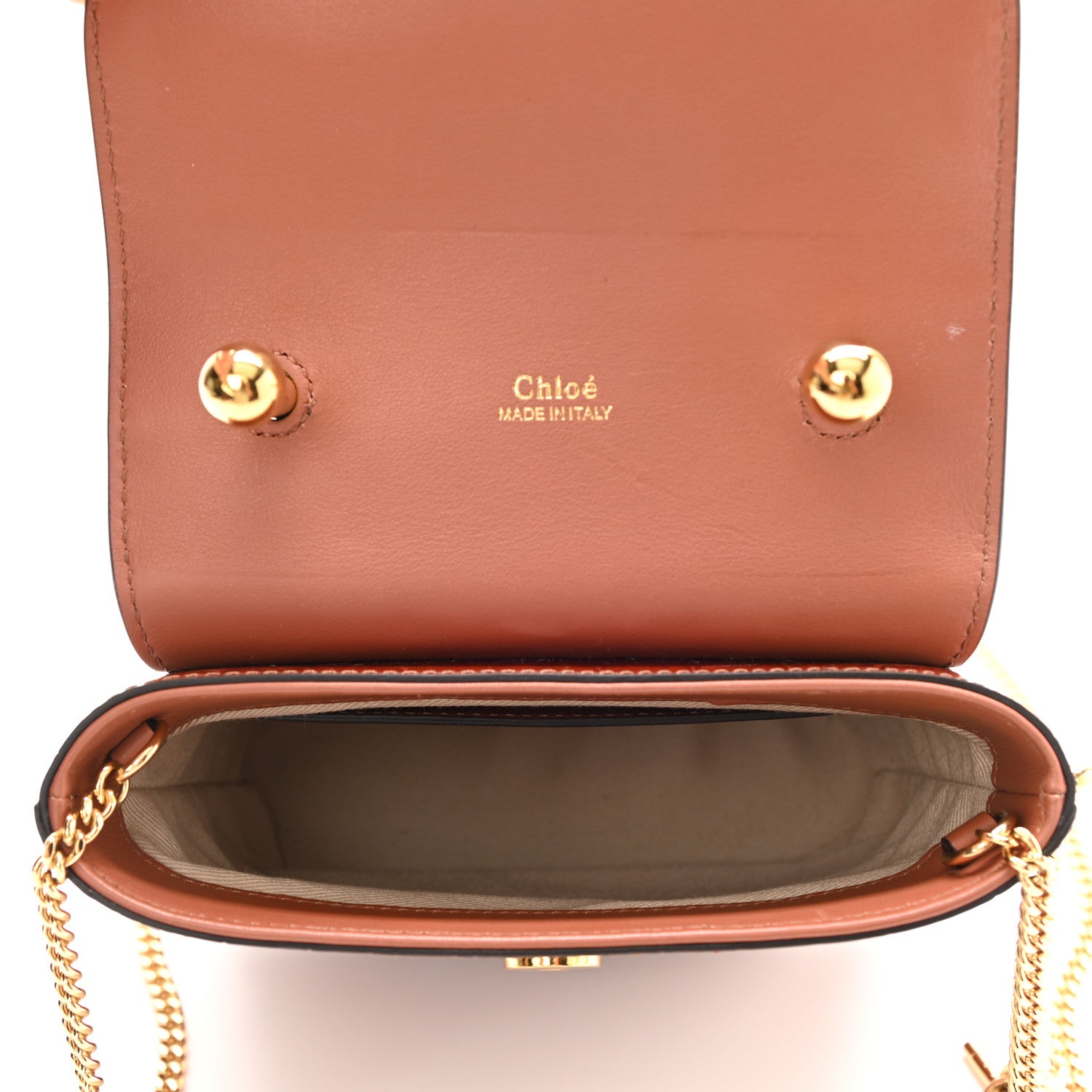 Chloe Calfskin Crocodile Embossed Small Aby Lock Chestnut Brown 5 of 8
