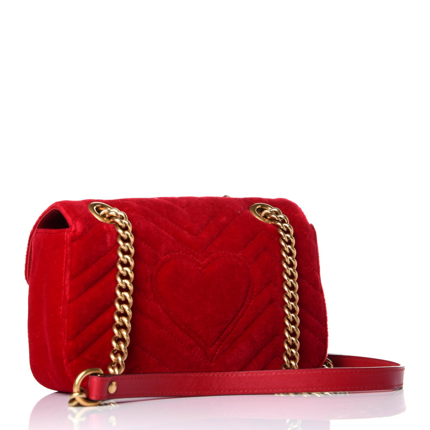 Velvet Matelasse Mini GG Marmont Shoulder Bag Hibiscus Red