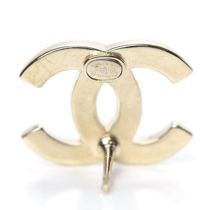 Chanel Crystal Metal CC Paris Button Stud Earrings Gold 3 of 5