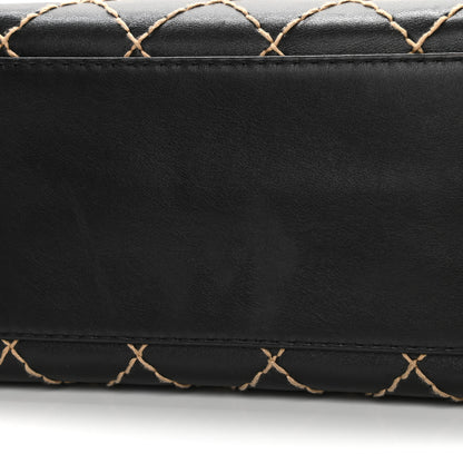 Chanel Calfskin Wild Stitch Top Handle Bag Black 7 of 13