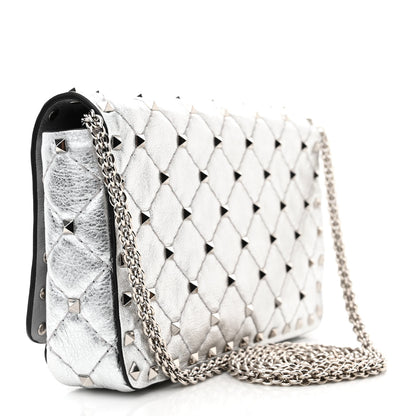Valentino Garavani Metallic Nappa Rockstud Spike Shoulder Bag Silver 3 of 13