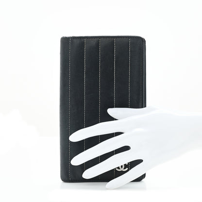 Chanel Lambskin Vertical Quilted Mademoiselle Yen Wallet Black 2 of 8