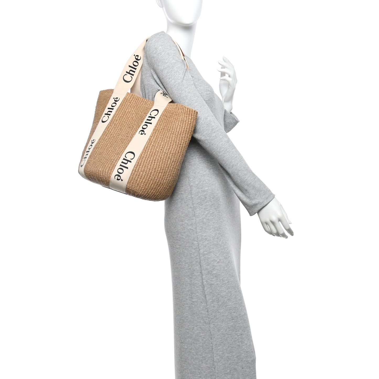 Raffia Large Woody Tote White