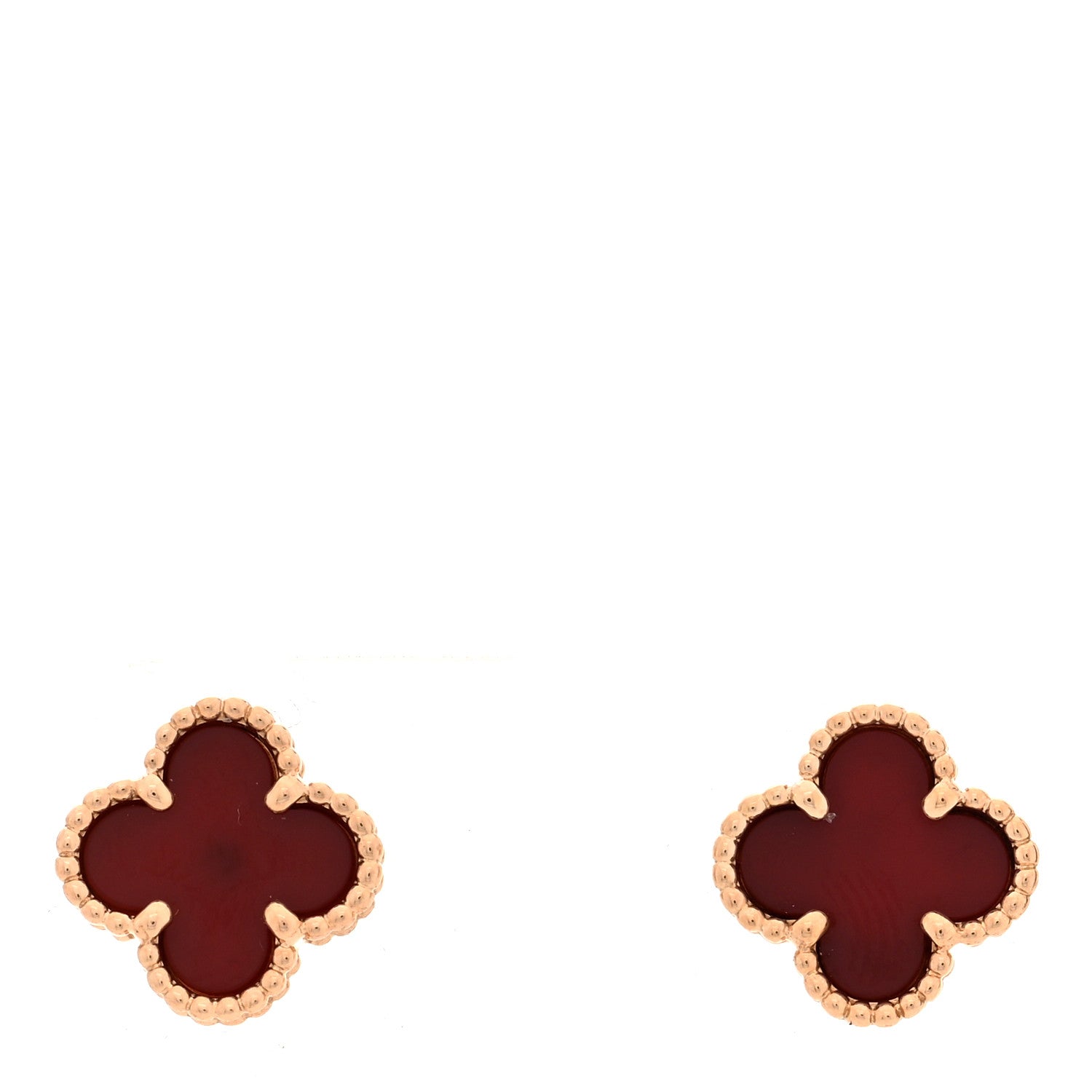 Van Cleef & Arpels 18K Rose Gold Carnelian Sweet Alhambra Earrings 1 of 4
