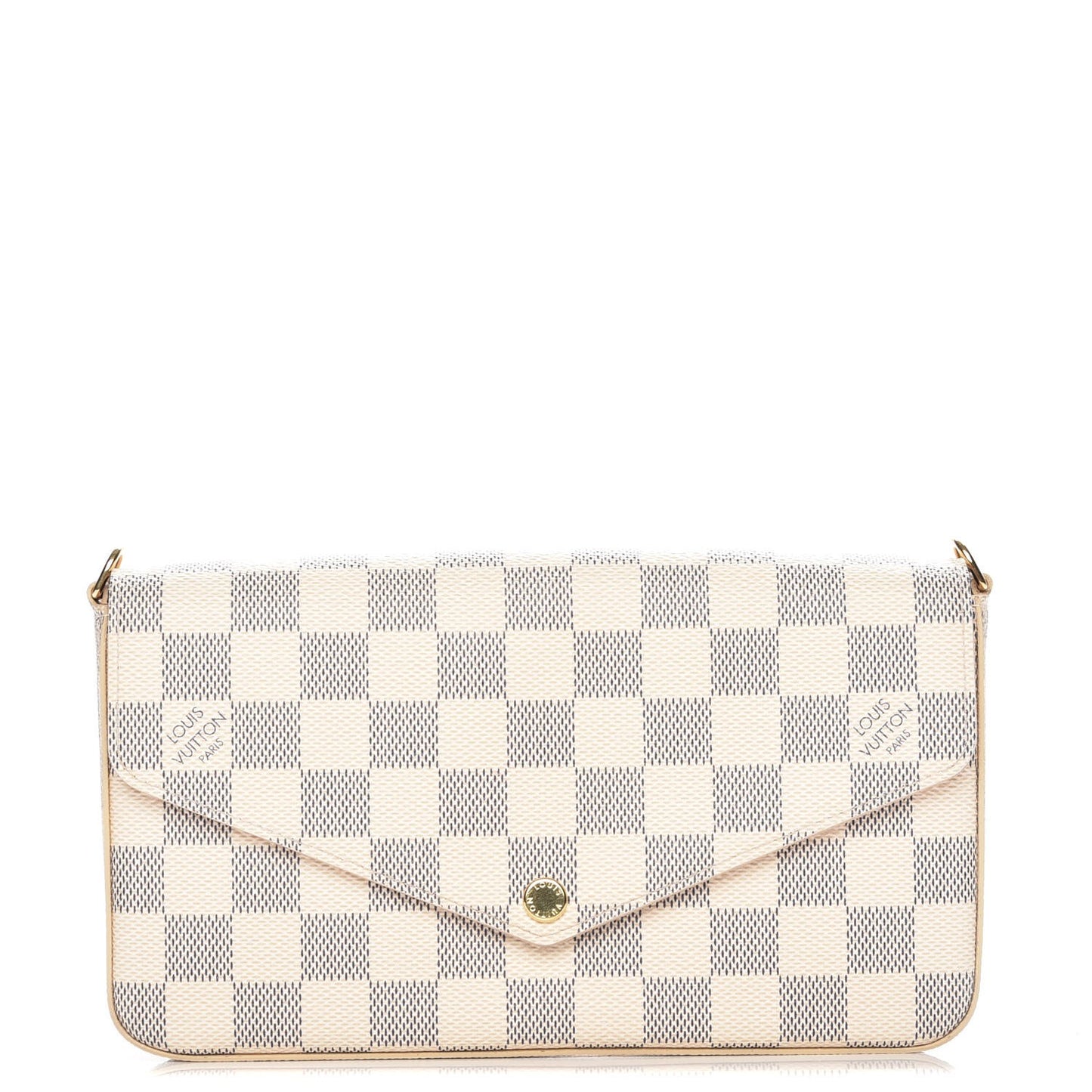 Damier Azur Pochette Felicie Chain Wallet Rose Ballerine