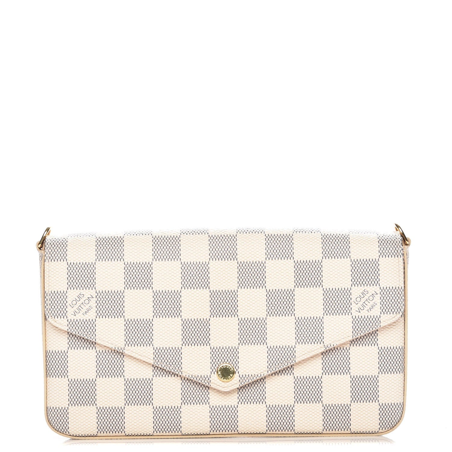 Louis Vuitton Damier Azur Pochette Felicie Chain Wallet Rose Ballerine 1 of 8