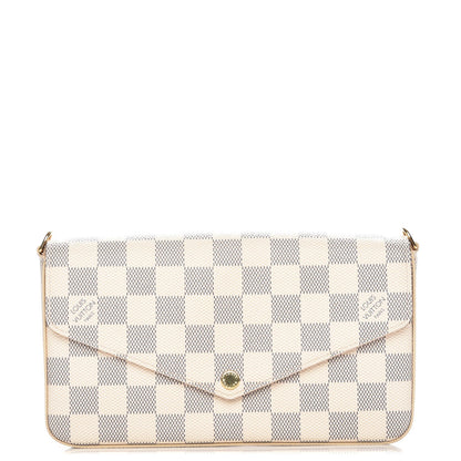 Louis Vuitton Damier Azur Pochette Felicie Chain Wallet Rose Ballerine 1 of 8