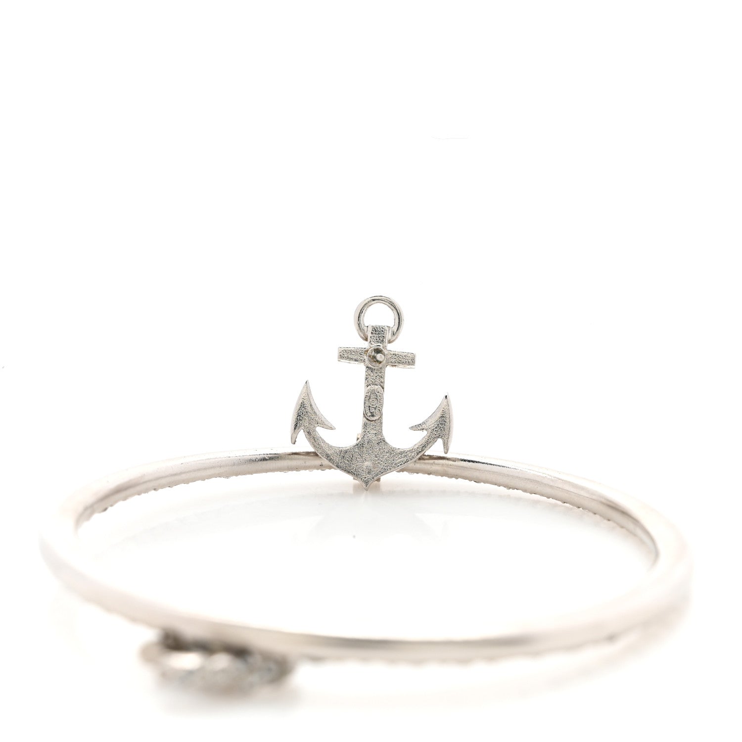 Chanel Crystal Anchor CC Hoop Earrings Silver 4 of 5