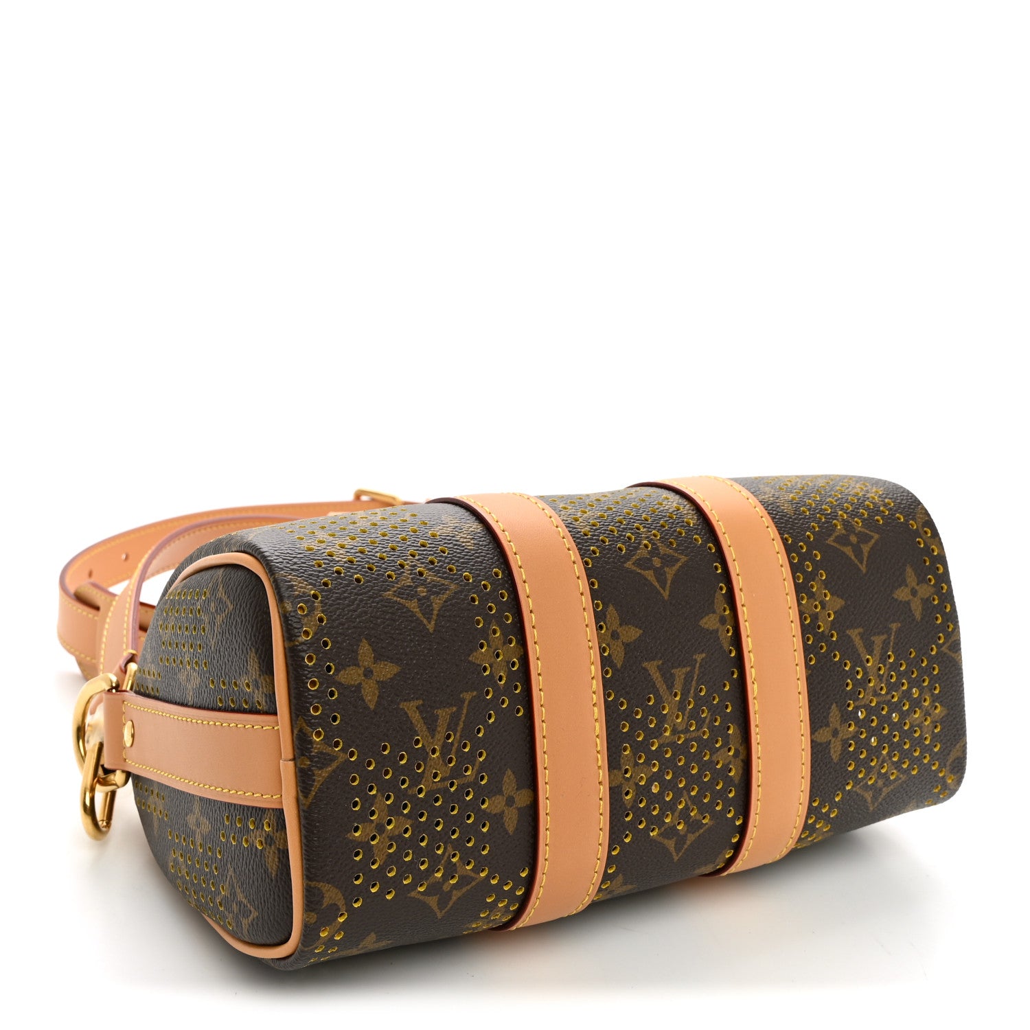 Louis Vuitton Grid Perforated Monogram Heritage Keepall Bandouliere 25 Yellow 3 of 8