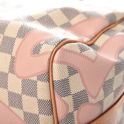 Louis Vuitton Damier Azur Tahitienne Speedy Bandouliere 30 Rose Ballerine 18 of 19