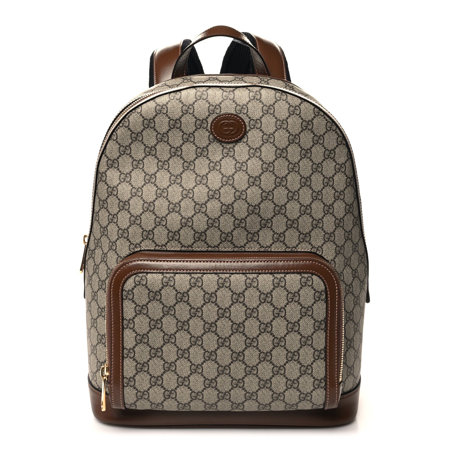 Gucci GG Supreme Monogram Textured Calfskin Retro Interlocking G Backpack Brown Beige 1 of 10
