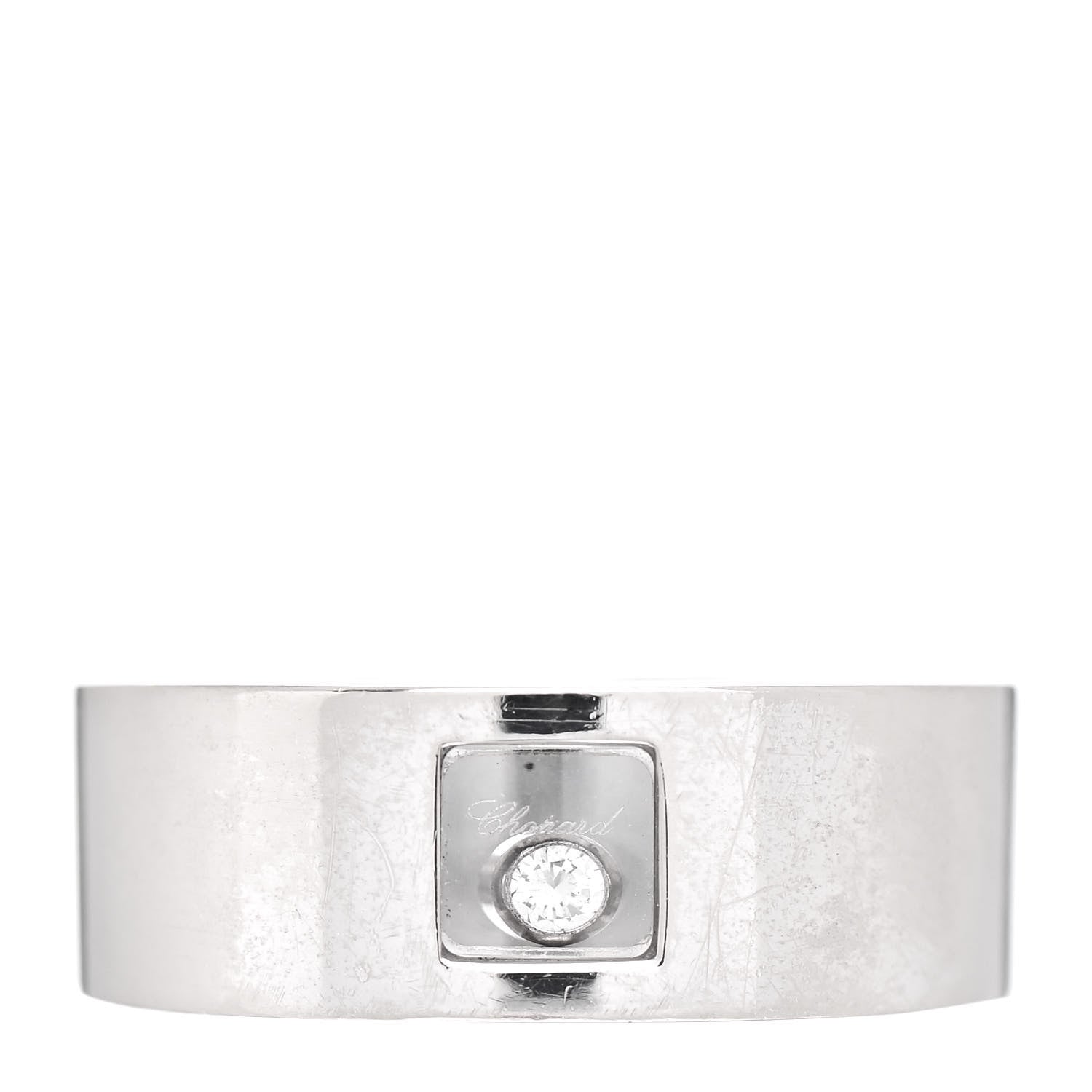 Chopard 18K White Gold Happy Diamond Square Band Ring 54 6.75 1 of 4