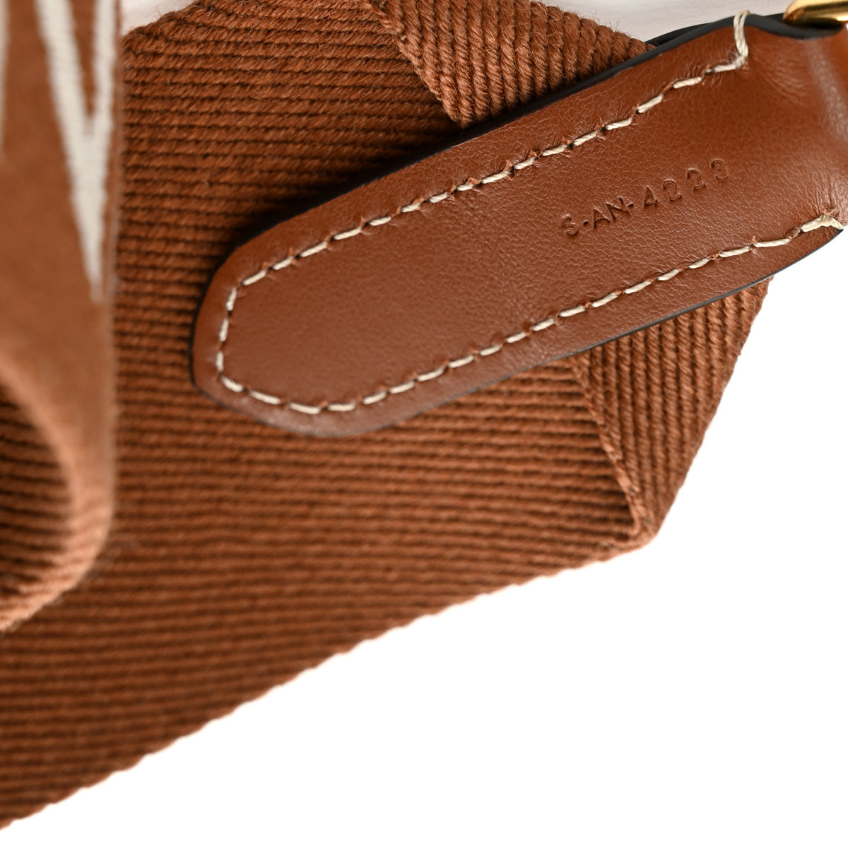 Jacquard Wool Logo Long Strap Tan White