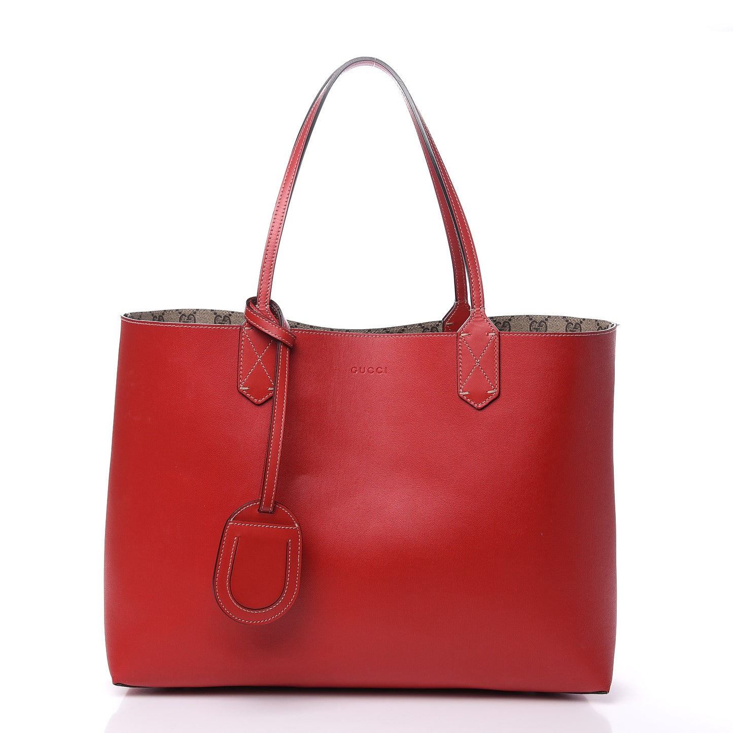 GG Supreme Monogram Medium Reversible Tote Beige Red
