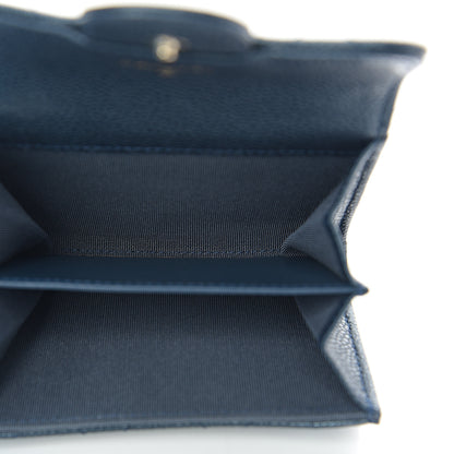 Chanel Metallic Caviar Quilted Flap Card Holder Wallet Dark Blue 4 of 8