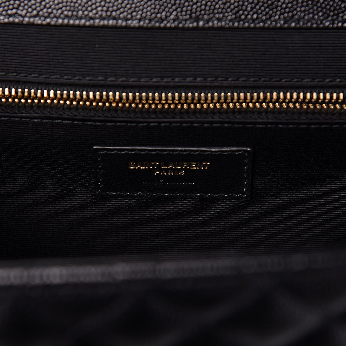 Grain De Poudre Textured Mixed Matelasse Large Triquilt Monogram Satchel Black