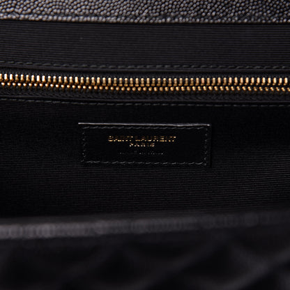 Saint Laurent Grain De Poudre Textured Mixed Matelasse Large Triquilt Monogram Satchel Black 6 of 10