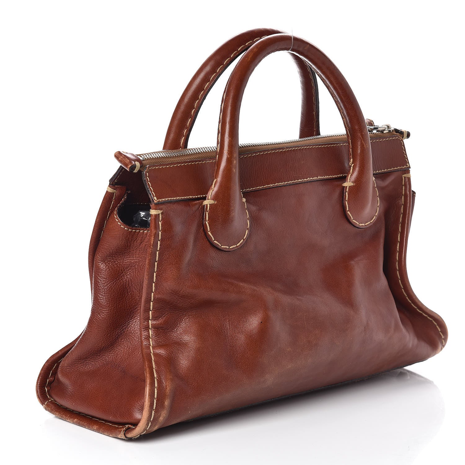 Chloe Calfskin Edith Satchel Ecureil Brown 3 of 8