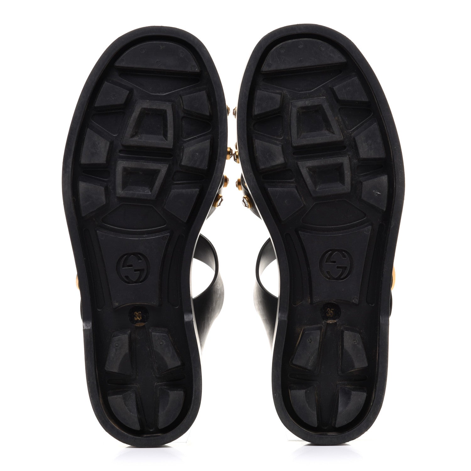 Gucci Rubber Crystal Womens Buckle Strap Sandals 35 Black 7 of 11