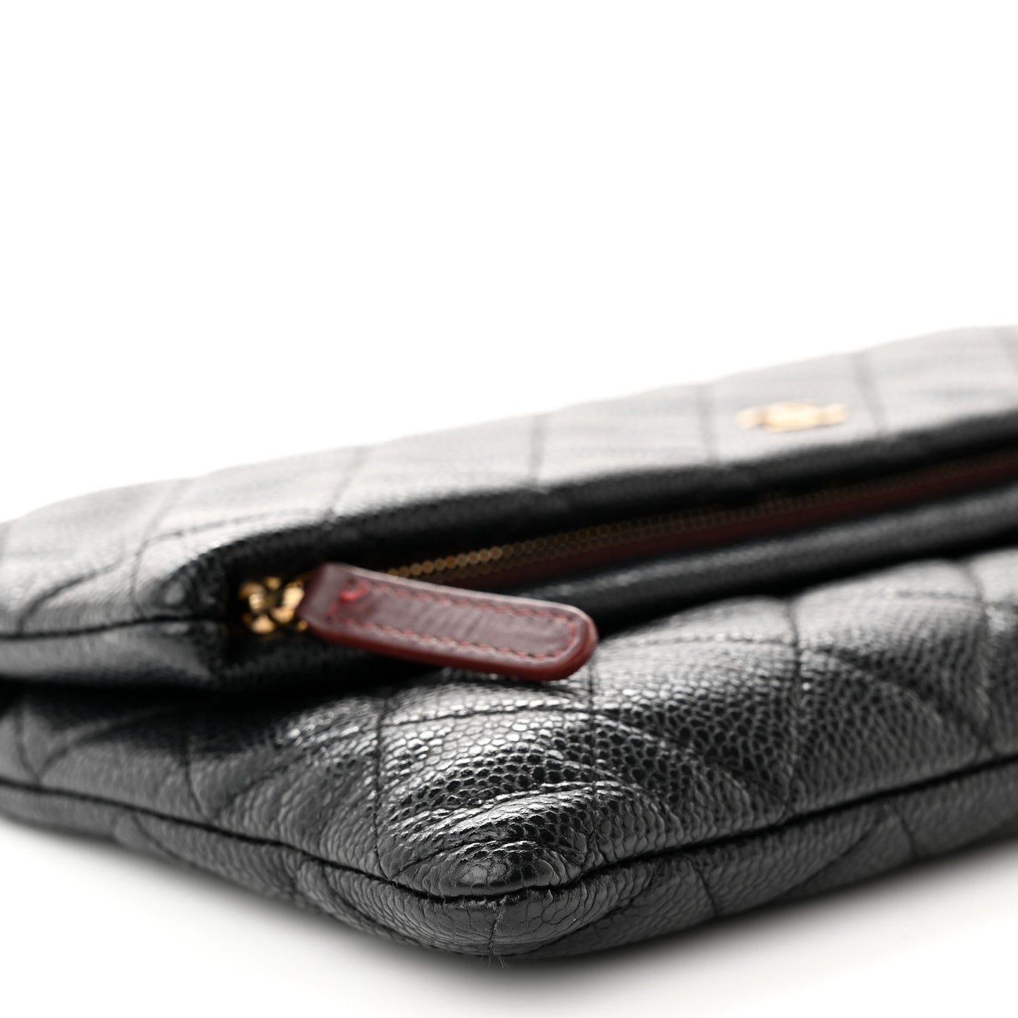 Caviar Quilted CC Beauty Clutch Black