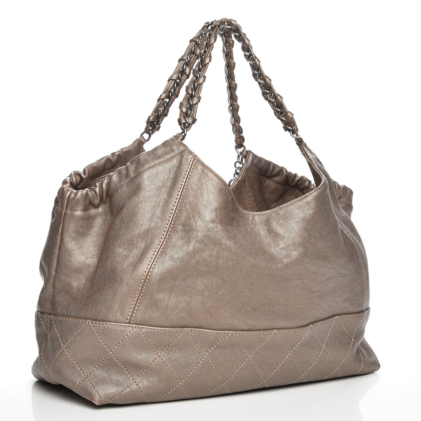 Metallic Calfskin Baby Coco Cabas Pewter