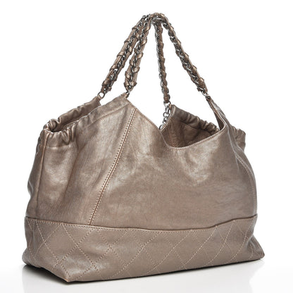 Chanel Metallic Calfskin Baby Coco Cabas Pewter 3 of 7