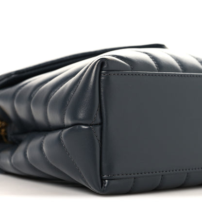 Saint Laurent Calfskin Y Quilted Monogram Small Loulou Chain Satchel Dark Smog 9 of 10