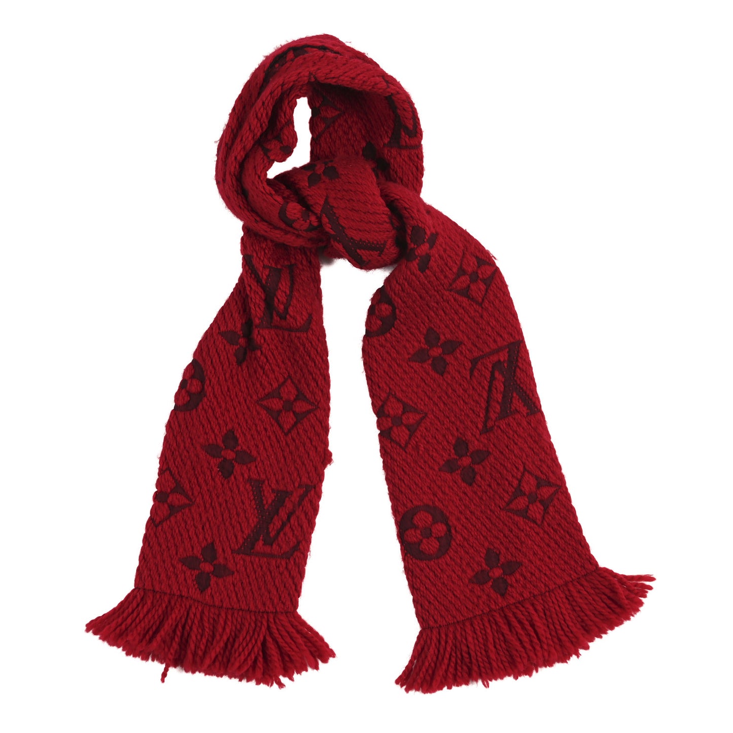 Wool Silk Logomania Scarf Rubis