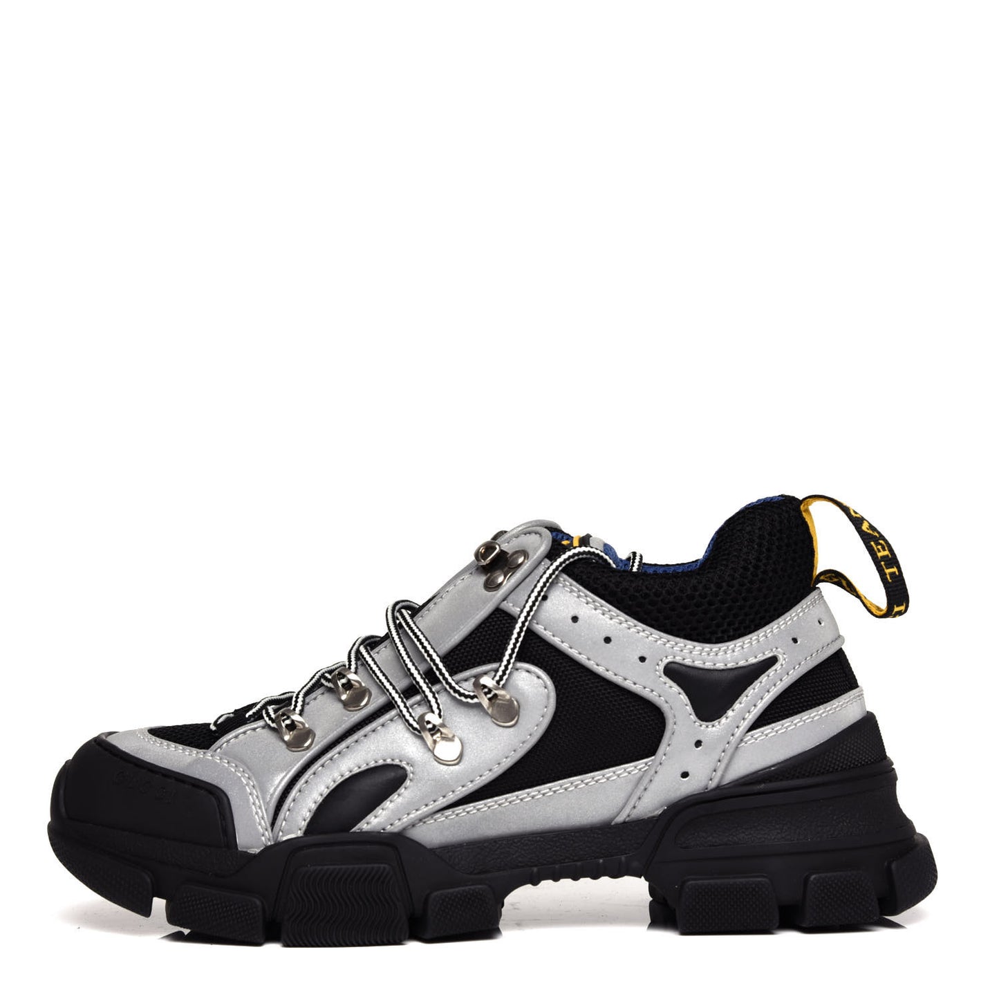 X SEGA Mesh Technical Canvas Calfskin Reflective Mens Flashtrek Sneakers 5 Silver Black