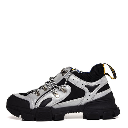 Gucci X SEGA Mesh Technical Canvas Calfskin Reflective Mens Flashtrek Sneakers 5 Silver Black 1 of 9