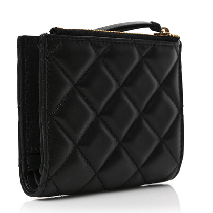 Versace Calfskin Quilted Medusa Zip Card Holder Wallet Black 3 of 6